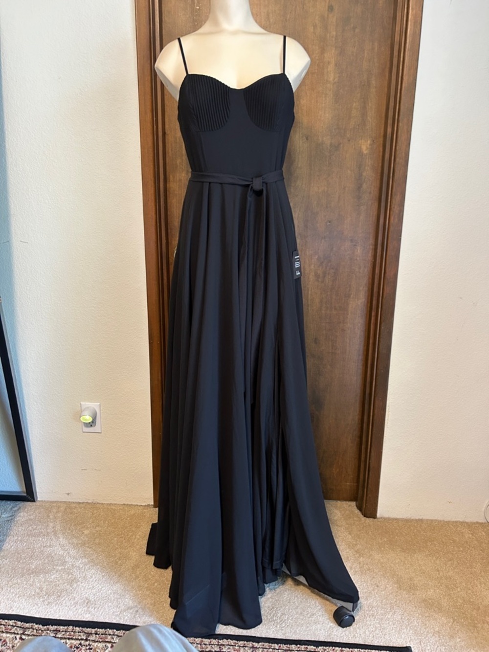 LULUS BLACK MAXI DRESS WITH SWEETHEART BODICE AJUSTABLE STRAPS NWT SZ S